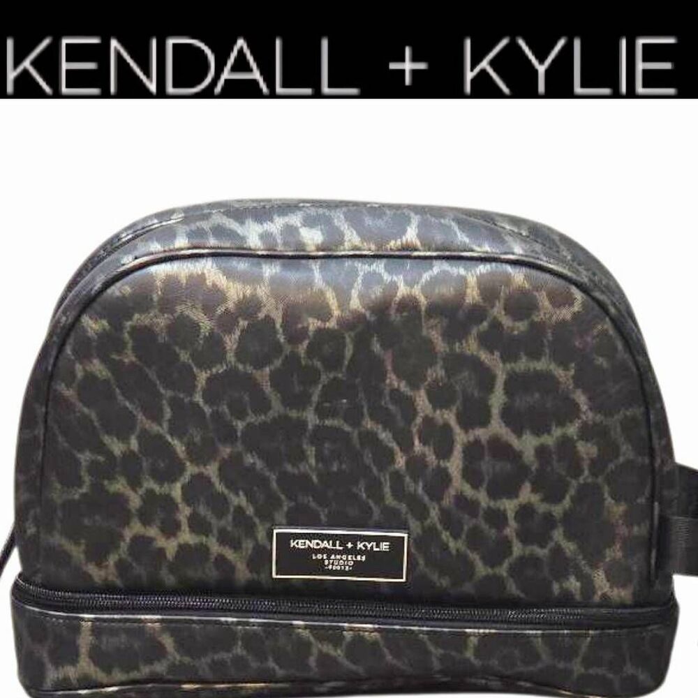 Kendall & Kylie Double Zip‎ Metallic Leopord Cosmetic Case